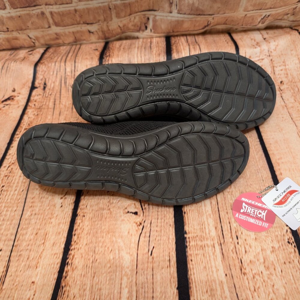 Skechers Arch Fit Flex Black Knit Slip-On Sneakers Size 10 Like NEW - Picture 10 of 16